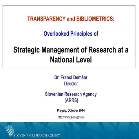 Overlooked Principles of Strategic Management of Research at a National Level...