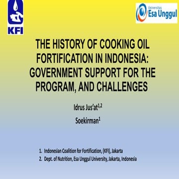 The History of Cooking Oil Fortification in Indonesia: Government Support for...