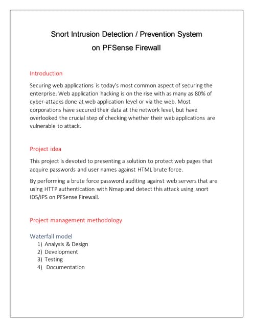 Snort Intrusion Detection / Prevention System  on PFSense Firewall