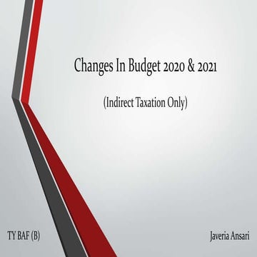 Changes In Budget 2020 vs 2021 (In Indirect Taxation)