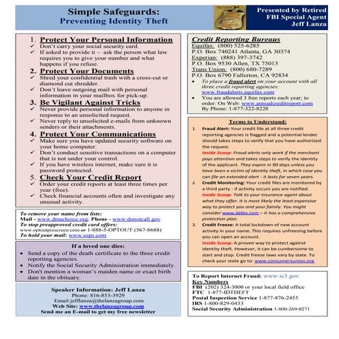 Id theft handout individual june 2011