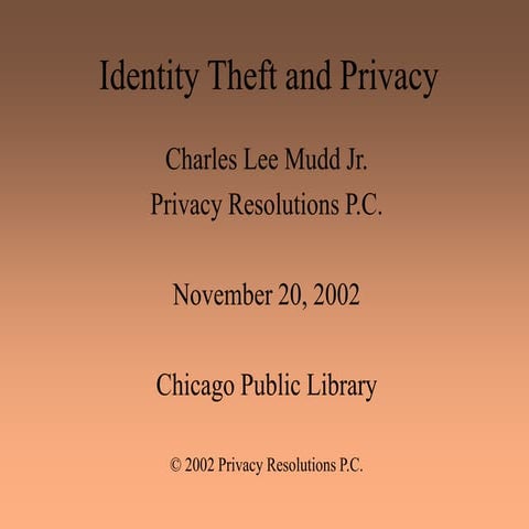 2002 Identity Theft Chicago Public Library