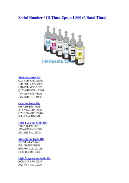 Black ink bottle id l800 | PDF