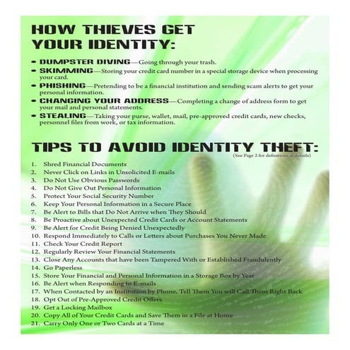 Identity Theft Tips