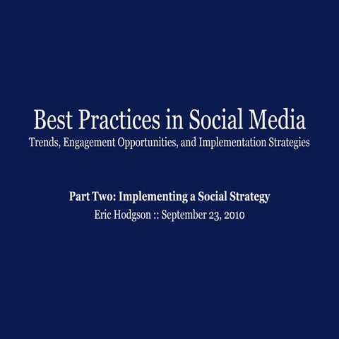 Best Practices in Social Media: Implementing a Strategy
