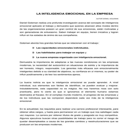 LA INTELIGENCIA EMOCIONAL EN LA EMPRESA