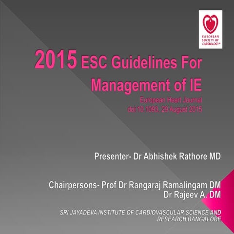 2015 ESC Guidelines on Infective Endocarditis ppt. by Dr Abhishek Rathore MD