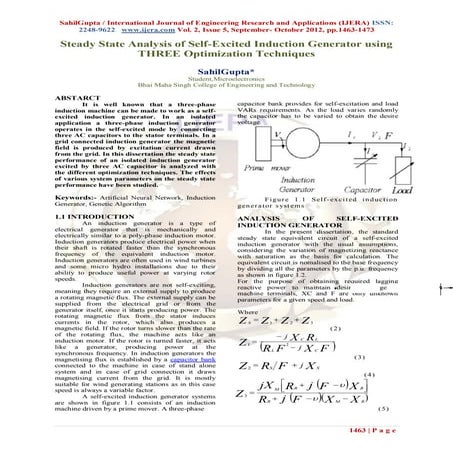 Modeling of Self Excited Induction Generator | PDF