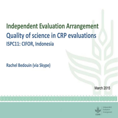 IEA: Quality of science in CRP evaluations - Rachel Bedouin