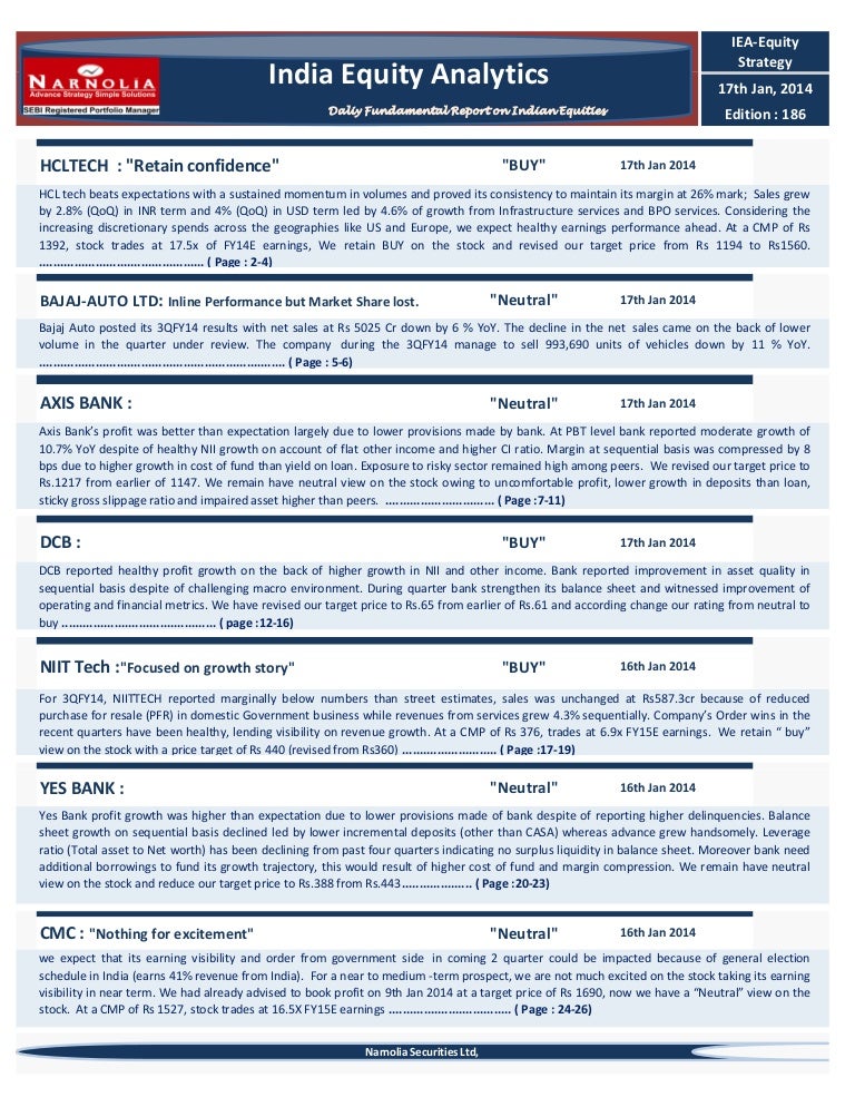 Stock Investment Tips Recommendation 17-01-2014