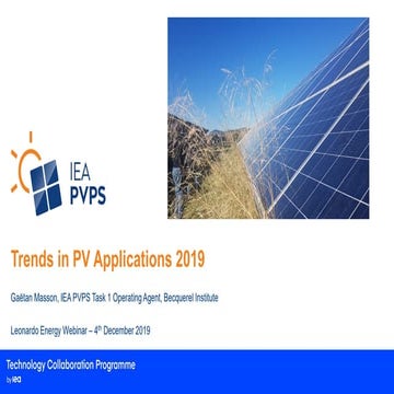 Photovoltaic market and industry trends 2019