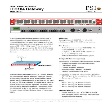 Iec104 gateway datasheet | PDF