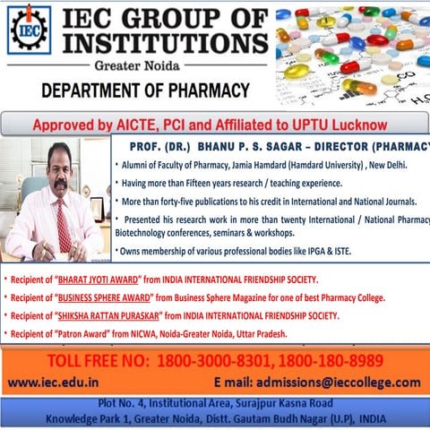 IEC Department of Pharmacy Faculty Profile With Achievement