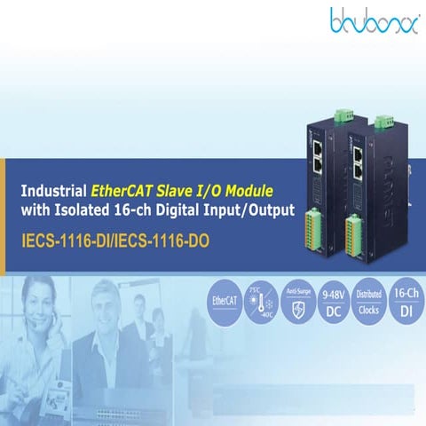 IECS-1116-DI Industrial EtherCAT Slave I/O Module with Isolated 16-ch Digital...