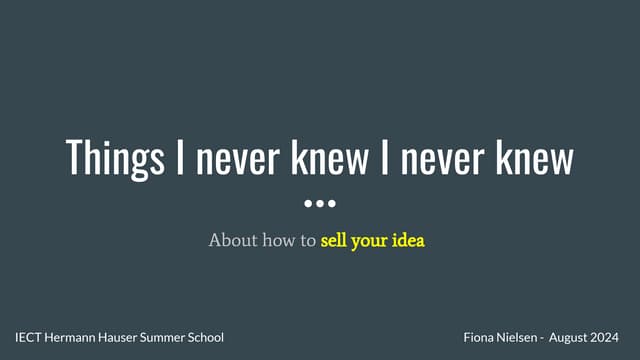 IECT Summer School 2024 - Things I never knew I never knew - About Sales