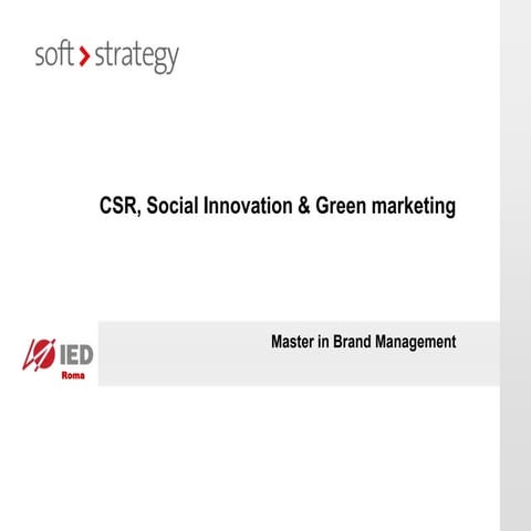 CSR, Social Innovation & Green Marketing