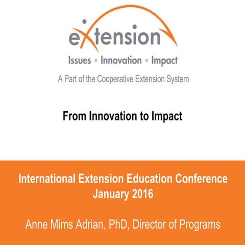 International Extension Education Conference: From Innovation to Impact