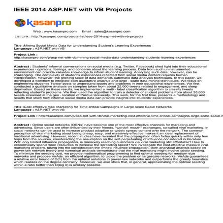 IEEE 2014 ASP.NET with VB Projects