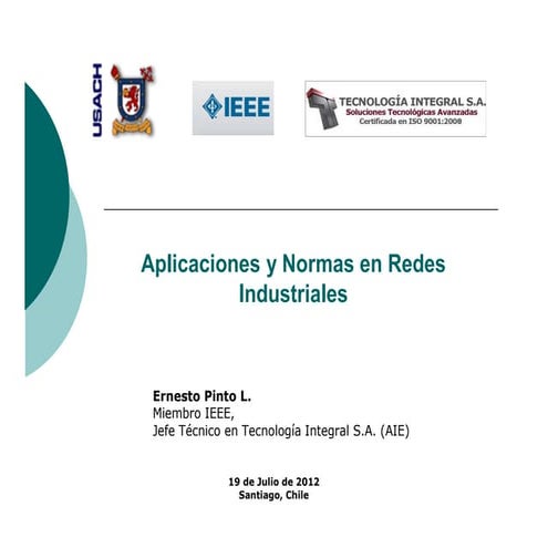 Aplicaciones y Normas en Redes Industriales 