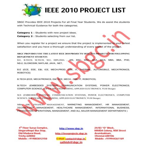Ieee 2010 java data mining projects sbgc