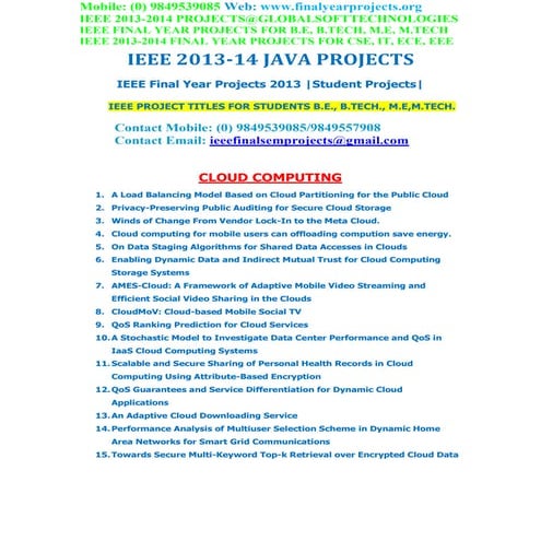 Ieee 2013 java projects globalsoft technologies | PDF
