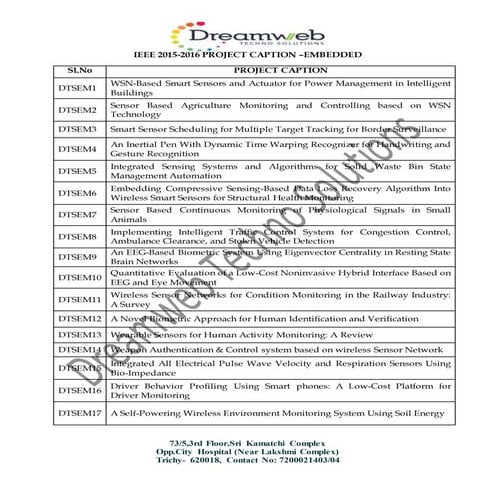 Ieee 2015 16 embedded  titles  @dreamweb techno solutions-trichy