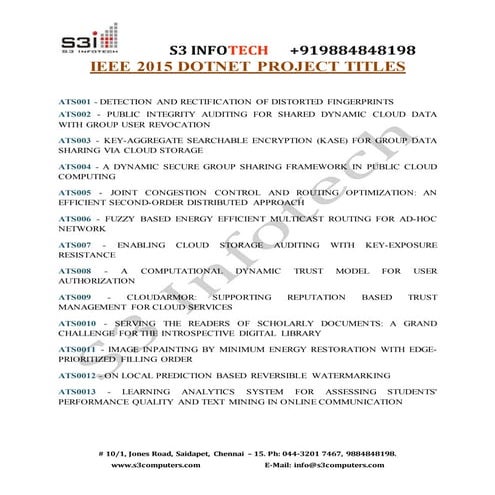 IEEE 2015 completed projects ME,M.Tech_ready for delivery(dotnet,java,VLSI,NS2)