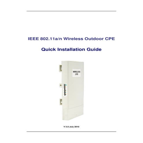 Manual CPE QUICK INSTALL GUIDE