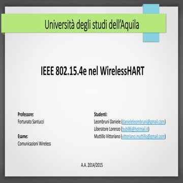 Ieee 802.15.4e nel wirelessHART