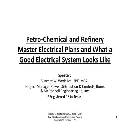 Electrical master plan for chemical engineers and managers
