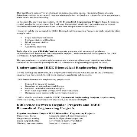 Best IEEE Biomedical Engineering Projects | DOCX
