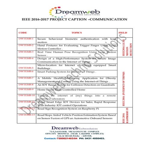 Latest ieee project in trichy @ieee 2016 17 titles for java and dotnet ...