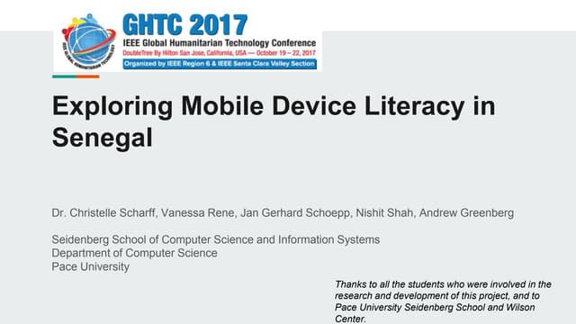 IEEE GHTC 2017: Exploring Mobile Device Literacy in Senegal