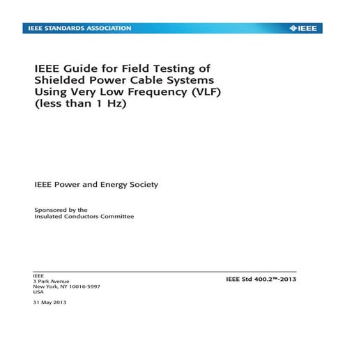 IEEE Guide for Field Testing of Shielded Power Cable (IEEE 400.2 2013)