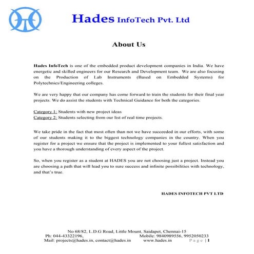 IEEE 2012 Project List from Hades InfoTech