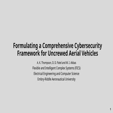 Formulating a Comprehensive Cybersecurity Framework for Uncrewed Aerial Vehic...
