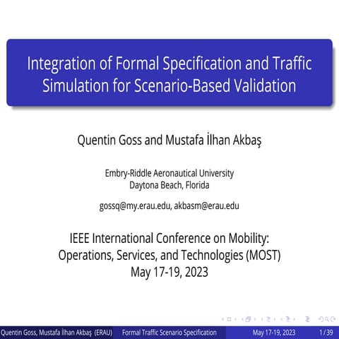 Integration of Formal Specification and Traffic Simulation for Scenario-Based...