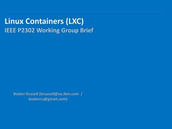 Linux Container Brief for IEEE WG P2302