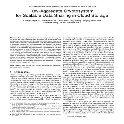 Ieeepro techno solutions   2014 ieee dotnet project -key-aggregate cryptosyst...