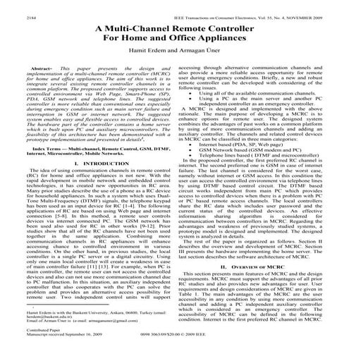 Ieeepro techno solutions   ieee embedded project - multi channel remote contr...