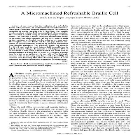 Ieeepro techno solutions   ieee embedded project a micromachined refreshable ...