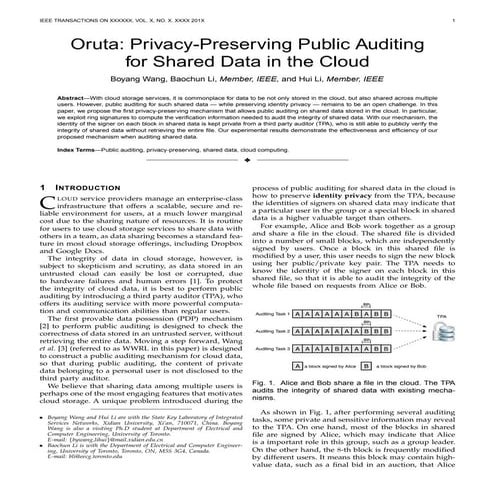 Ieeepro techno solutions  ieee java project - oruta privacy-preserving public auditing