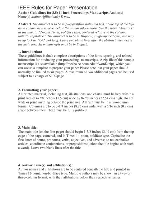 Ieee rules for paper presentation