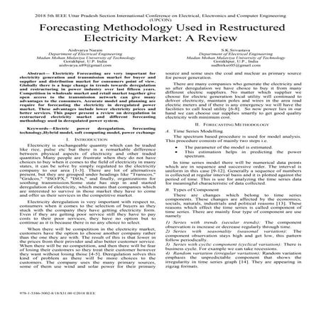 Forecasting Methodology Used in Restructured Electricity Market: A Review