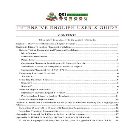 Intensive English Curriculum - Elementary | PDF