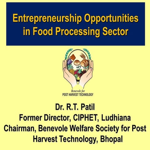 Entrepreneurship Opportunities in Food processing Sector