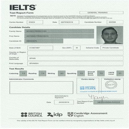 IELTS Certificate