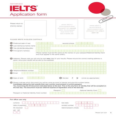 Ielts application form