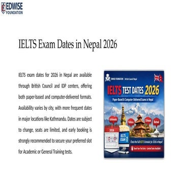 IELTS Exam Dates in Nepal 2026: Test Schedule and Booking Guide. | PPTX