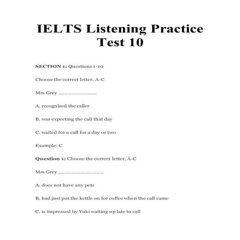 Ielts listening practice test 10